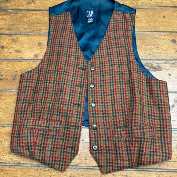GAP vest colorful multicolored plaid striped - Picture 2 of 7
